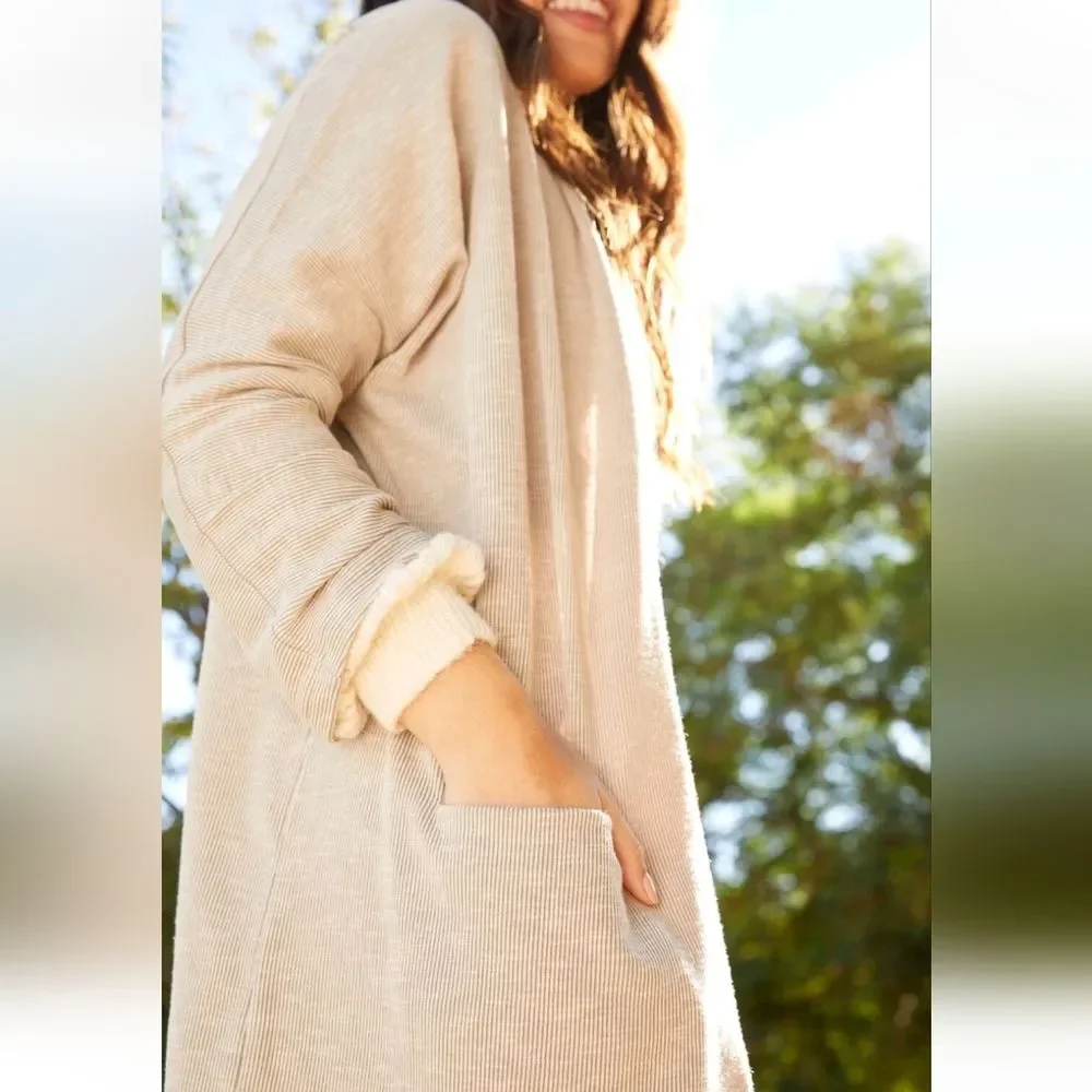 Donni OSFA Gray Ribbed Open Sandwash Cardigan NWT